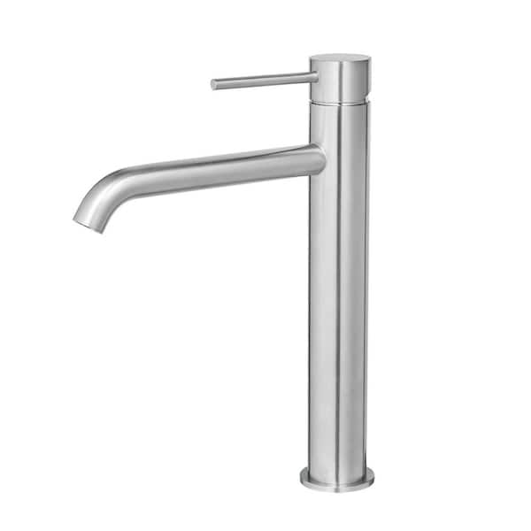 Single Handle Bathroom Vessel Sink Faucet Single Hole Stainless Steel High Tall Bathroom Faucets in Brushed Nickel