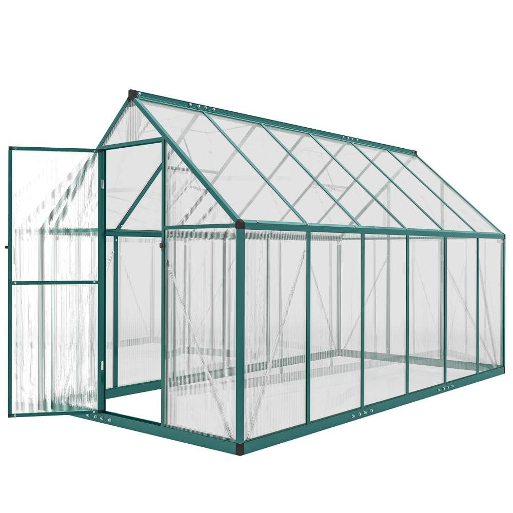 11 ft. W x 6 ft. D Polycarbonate Walk-in Greenhouse with Swing Door and Two Roof Vents, Aluminum, Dark Green price history on PriceWatchPro