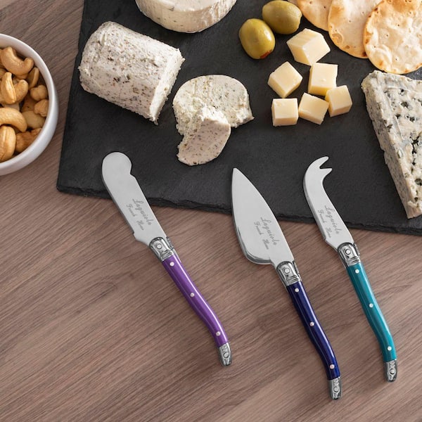 French Home Laguiole Plum Rose Cheese Knife and Spreaders Set (7