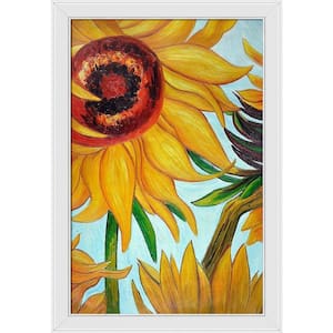 Sunflowers (detail) by Vincent Van Gogh Galerie White Framed Nature Oil Painting Art Print 28 in. x 40 in.