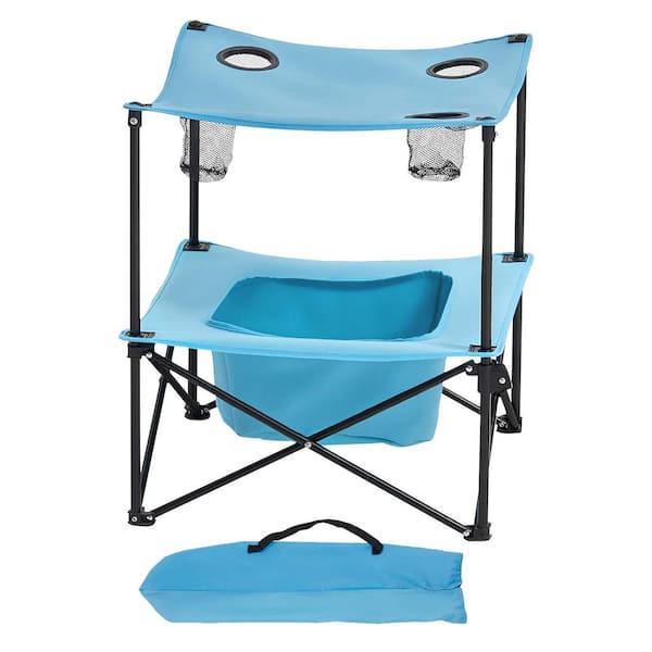 Folding Camping Table, Portable Outdoor Lightweight Picnic Table, 600D Oxford Fabric, 4 Cup Holders, Carry Bag, Blue