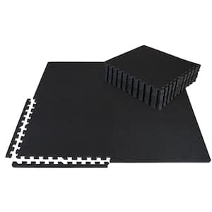 Black Carpet Texture Top 24 in. x 24 in. x 12 mm Interlocking Tiles for Home Gym Kids Room and Living Room (72 sq. ft.)