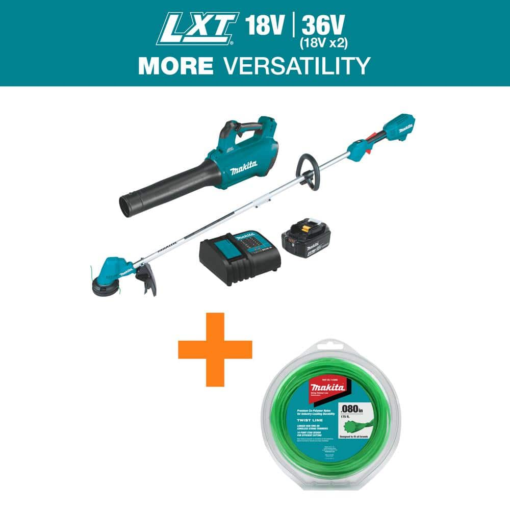 Makita LXT 18V Cordless Li Ion Leaf Blower String Trimmer Combo Kit 2 Tools 4.0Ah with 0.08 in. x 175 ft. Trimmer Line XT287SM1 T03866 The Home Depot