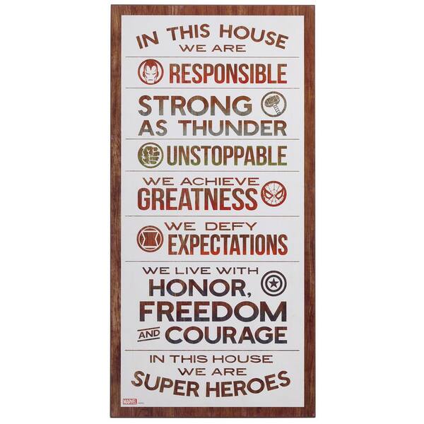 Open Road Brands Marvel House Rules Framed Wood Wall Decor