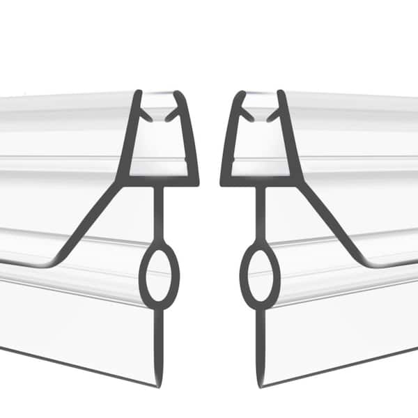 39 in. L x 1.38 in. W Clear Vinyl Shower Door Bottom Seal Strip for 3/8 in. Glass, 2-Pack