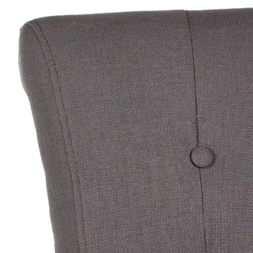 Espresso Finish Gray Linen Upholstered Parsons Side Chair