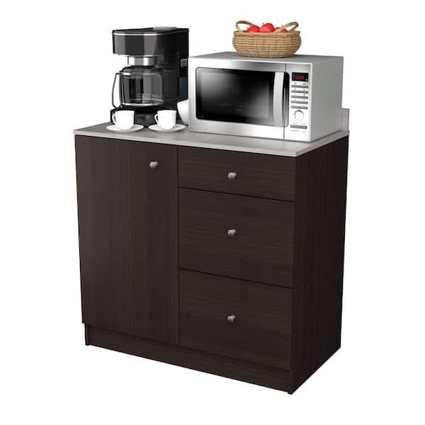 Inval 36.02 in. W x 19.69 in. D x 37.80 in. H Natural Stone/Espresso Ready to Assemble Wood Breakroom Base Kitchen Cabinet