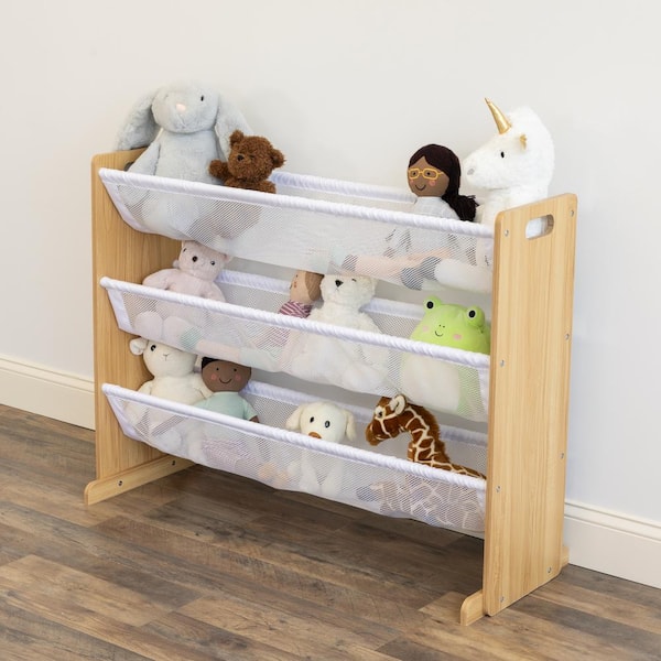 Journey Stuffed Animal Organizer with 3 Tiers, Natural/White