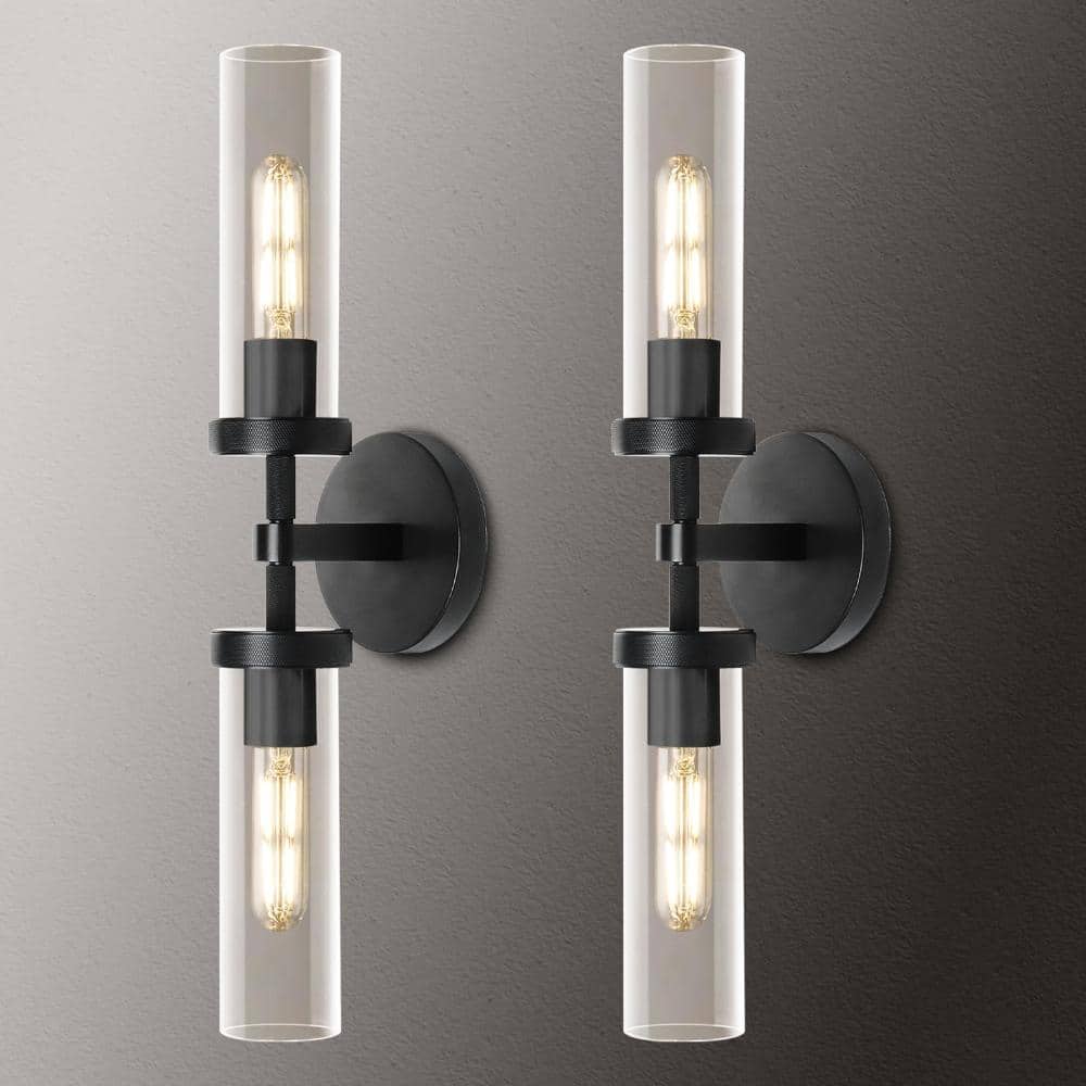 20.5 in. 2-Light Black Dimmable Bathroom Wall Sconce with Glass Tube Shades, for Bedroom, Living Room(2-Pack) price history on PriceWatchPro