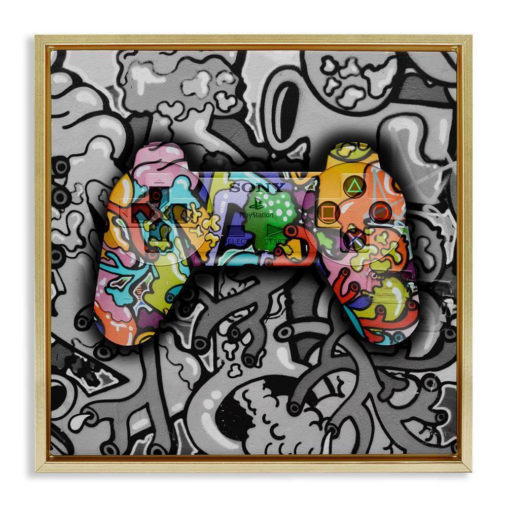Urban Patterned Controller by Svetlana Aleynikova Gold Floater Frame Abstract Graphic Art Print 18 in. x 18 in.