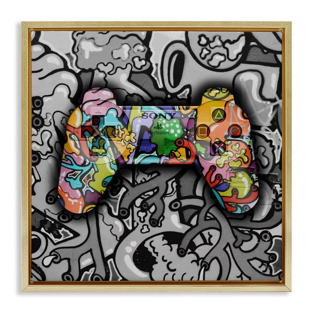 Urban Patterned Controller by Svetlana Aleynikova Gold Floater Frame Abstract Graphic Art Print 25 in. x 25 in.