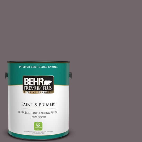 BEHR PREMIUM PLUS 1 gal. #N570-5 Curtain Call Semi-Gloss Enamel Low Odor Interior Paint & Primer