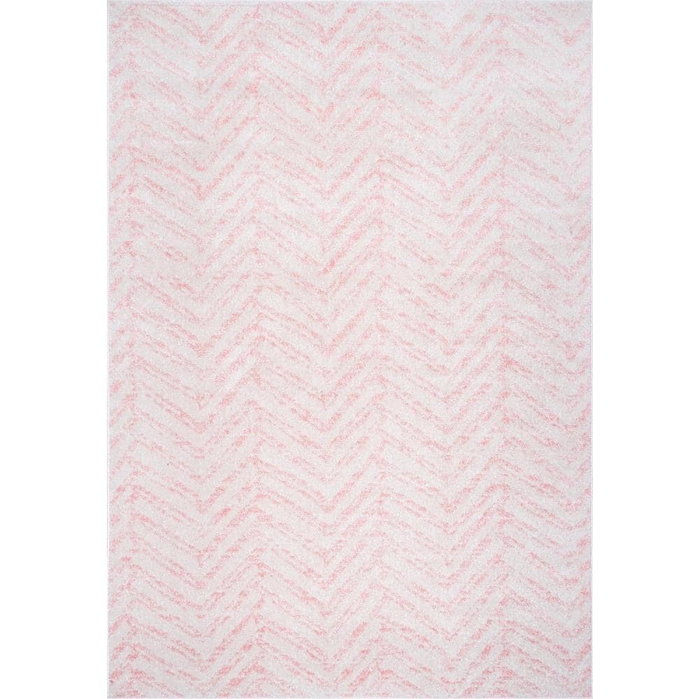 Pink Geometric 5' x 7' Synthetic Easy Care Area Rug