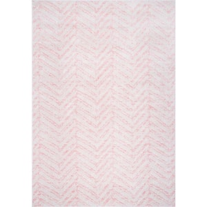 Rosanne Geometric Herringbone Pink 7 ft. x 9 ft. Area Rug