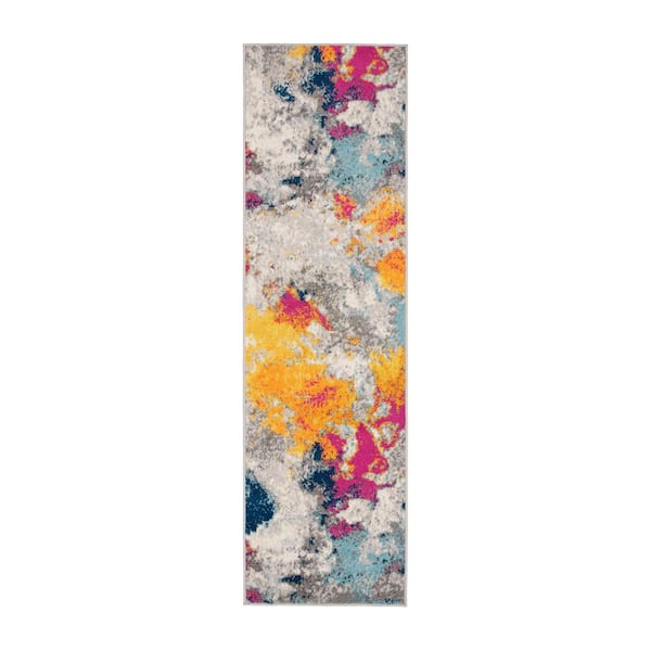 World Rug Gallery Contemporary Multi 2 ft. x 7 ft. Abstract Runner Rug