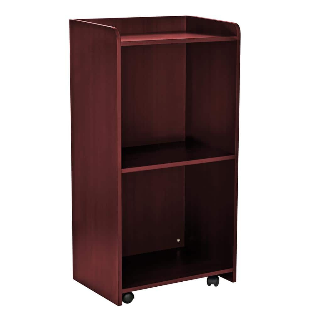 22.44 in. W Mahogany Wood Mobile Presentation Lectern Speaker Podium Stand 