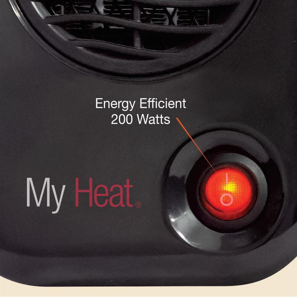 Black Ceramic Electric Personal Space Heater with Auto Shut-off
