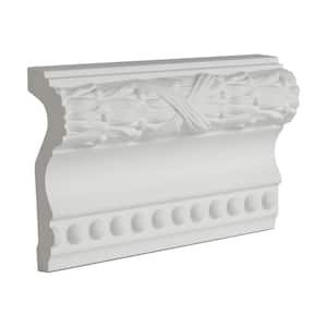 4 in. x 1-1/4 in. x 6 in. Long Laurel Leaves and Crossed Ribbons Polyurethane Panel Moulding Sample