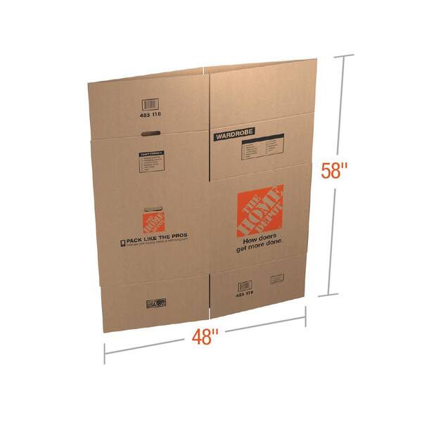 The Home Depot Wardrobe Moving Box with Metal Hanging Bar and Handles 2-Pack (24 in. L x 24 in. W x 34 in. D)