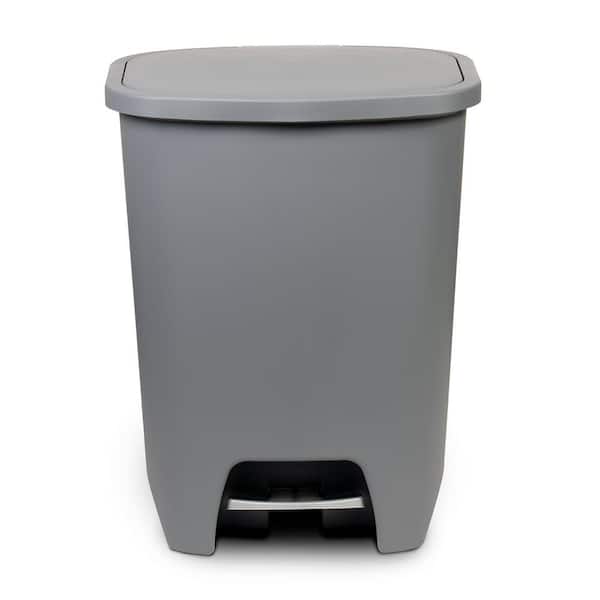 Glad 20 Gal. Gray Step-On Plastic Trash Can with Clorox Odor Protection of The Lid