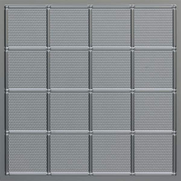 Soho Silver 2 ft. x 2 ft. PVC Glue-Up or Lay-In Faux Tin Ceiling Tile (40 sq. ft./case)