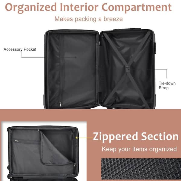 Merax Black Brown Lightweight 2-Piece Expandable ABS Hardshell