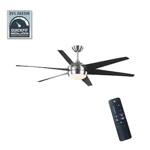 Windward 68 in. White Color Changing Integrated LED Brushed Nickel Ceiling Fan with Light Kit, DC Motor and Remote
