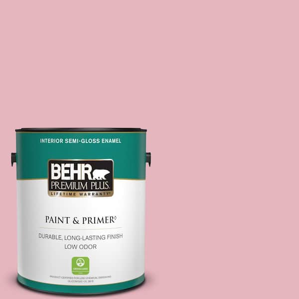 BEHR PREMIUM PLUS 1 gal. #M140-3 Premium Pink Semi-Gloss Enamel Low Odor Interior Paint & Primer