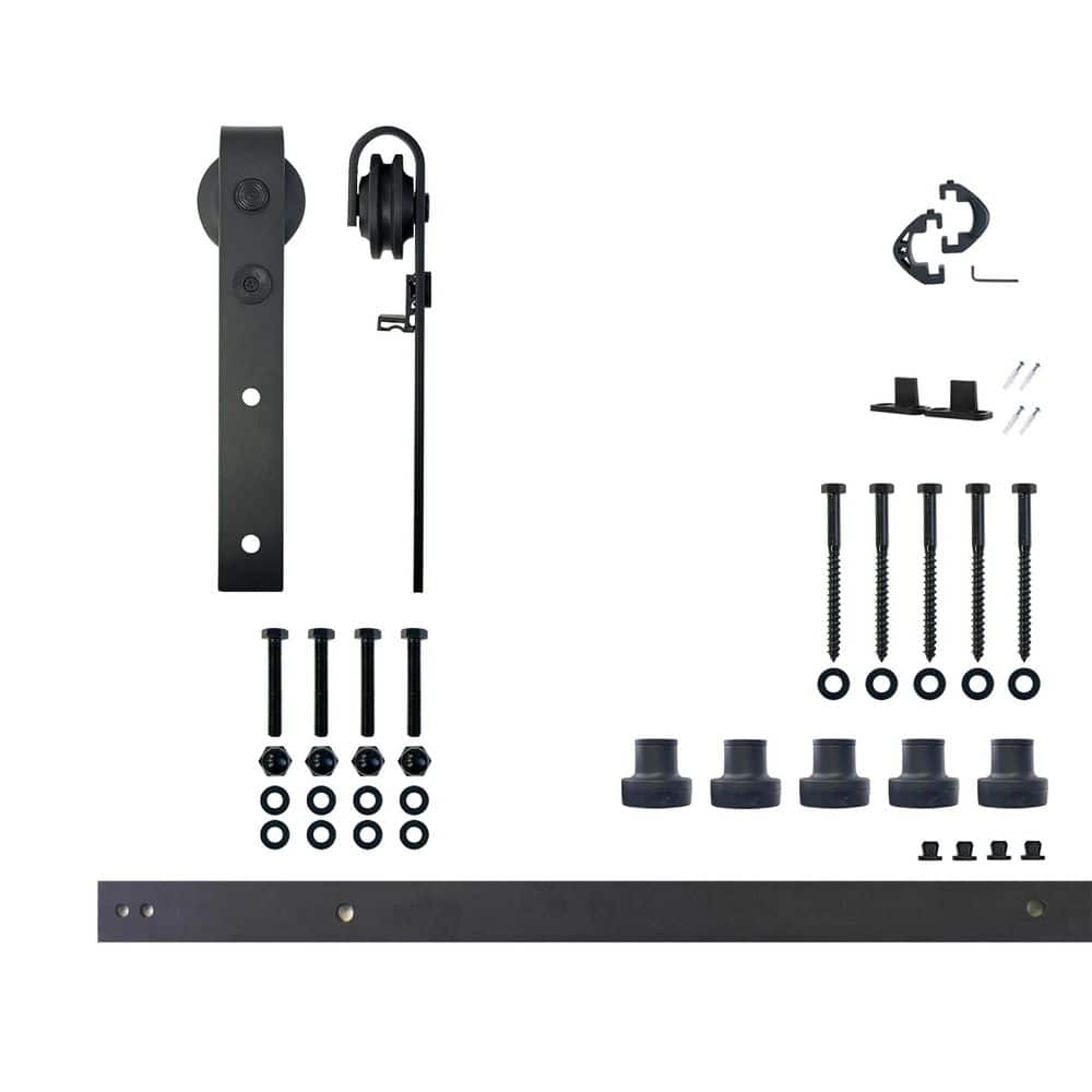 6.6 ft./79 in. Black Rustic Non-Bypass Sliding Barn Door Track and Hardware Kit for Single Door price history on PriceWatchPro