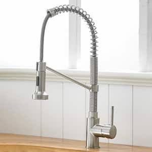 Single-Handle Pull Down Sprayer Kitchen Faucet with Sprayer in Brushed Nickel