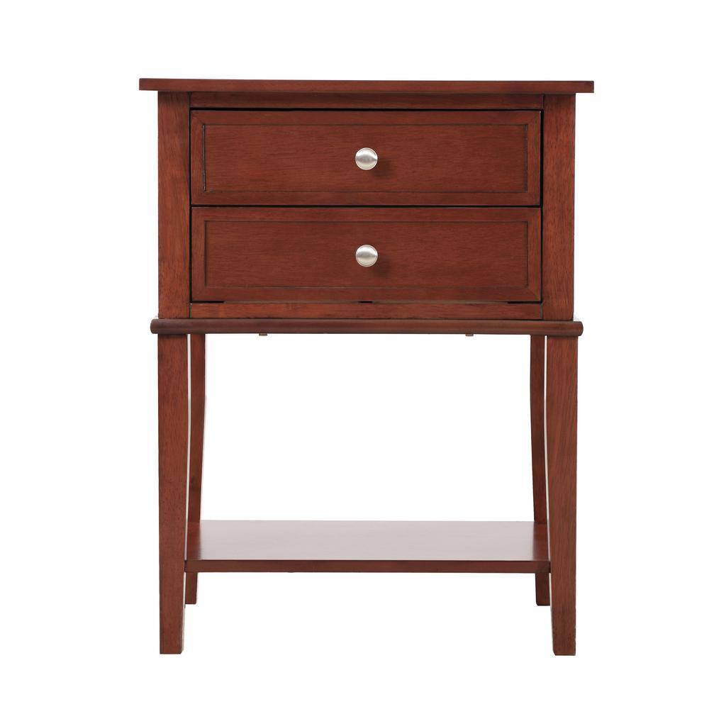 Newton 2-Drawer Cherry Nightstand (28 in. H x 16 in. W x 22 in. D) PF ...