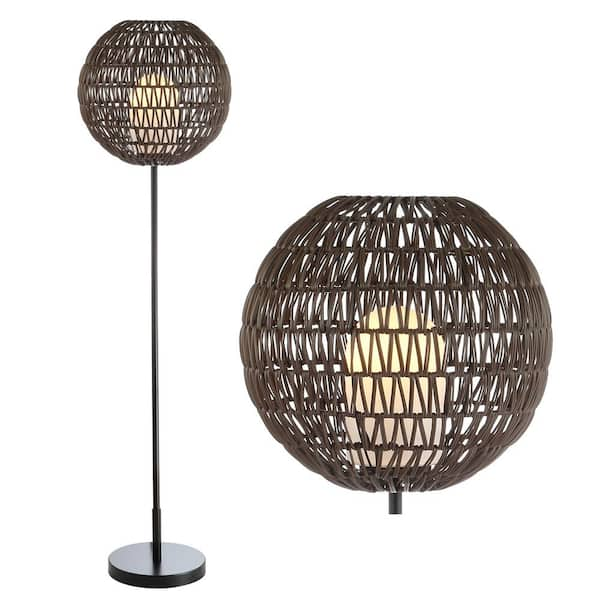 black woven floor lamp