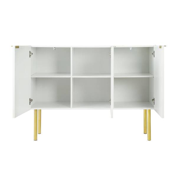 47.2-in W x 16.5-in D x 36.6-in H in White Particle Board Assemble Upper Pantry Kitchen Cabinet with Gold Metal Legs