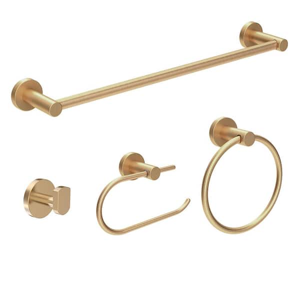 Symmons Dia 4-Piece Bath Hardware Set with Toilet Paper Holder, Towel Bar/Rack, Towel/Robe Hook and Hand Towel Holder in Bronze