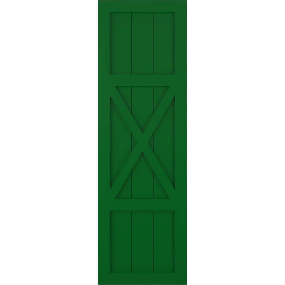 15 in. x 34 in. True Fit PVC Center X-Board Farmhouse Fixed Mount Board and Batten Shutters Pair in Viridian Green price history on PriceWatchPro