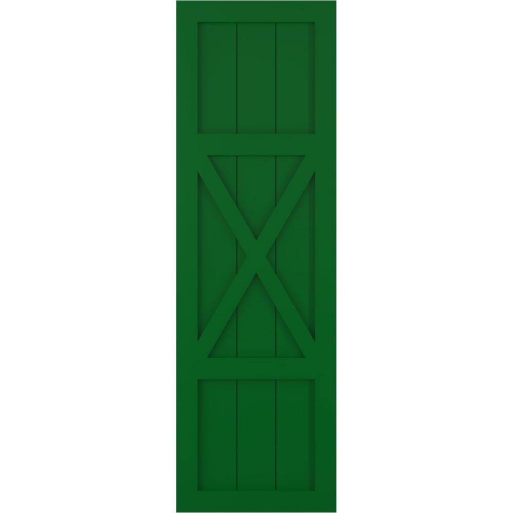 18 in. x 65 in. True Fit PVC Center X-Board Farmhouse Fixed Mount Board and Batten Shutters Pair in Viridian Green price history on PriceWatchPro