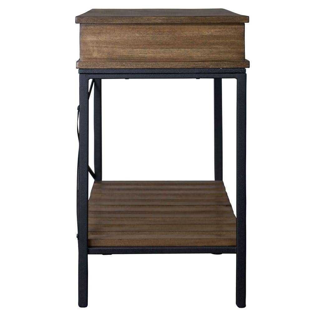 Newcastle Brown and Black Wood Metal Console Table with Storage