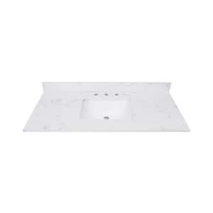 49 in. W x 22 in. D Engineered Stone Vanity Top in Cala White with White Basin