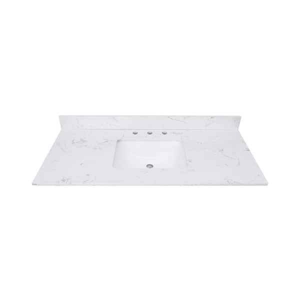 Home Decorators Collection 49 in. W x 22 in D Engineered Stone White Rectangular Single Sink Vanity Top in White