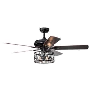 52 in. Dual Finish Smart Indoor/Outdoor Matte Black Ceiling Fan with Remote Control and 5 Blades Reversible Fan Light