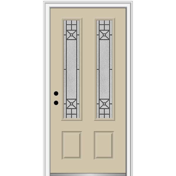 MMI Door 36 in. x 80 in. Courtyard Right-Hand 2 Lite Decorative Painted Fiberglass Smooth Prehung Front Door, 4-9/16 in. Frame