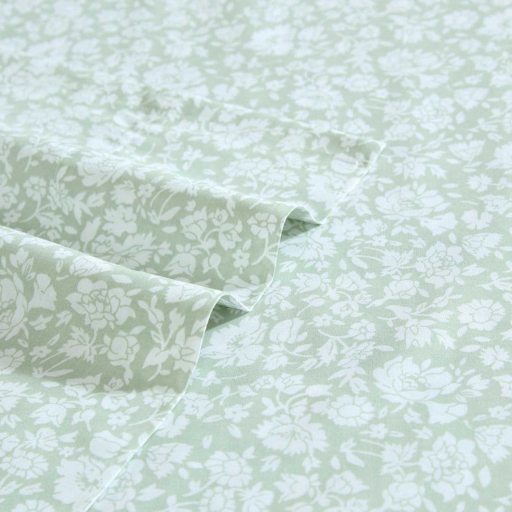 Heirloom Ditzy Green Floral Cotton Twin Sheet Set