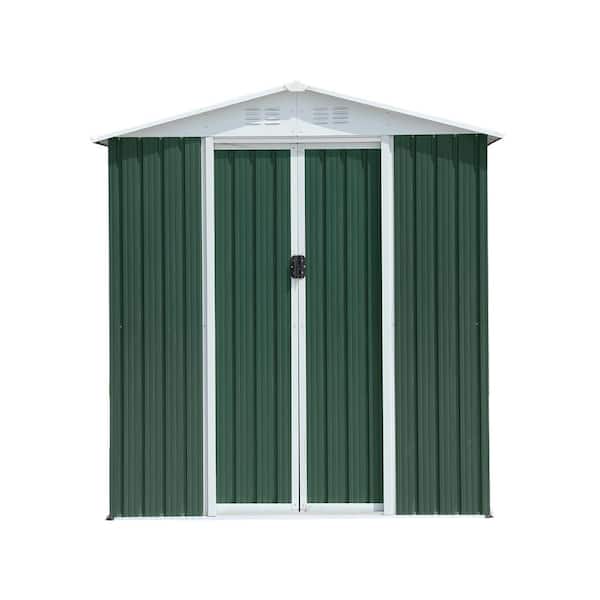 Boosicavelly 6 ft. W x 4 ft. D Green Metal Outdoor Storage Shed with Sliding Doors (24 sq. ft.)