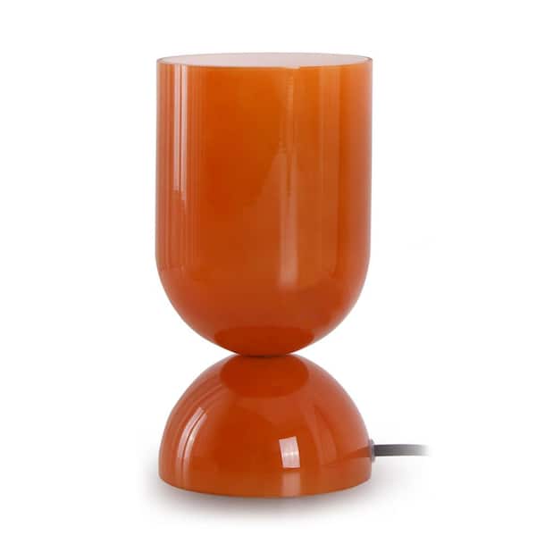9 in. Orange Plug-in non dimmable and Gooseneck Glass Desk Lamp with E12 Lamp Holder
