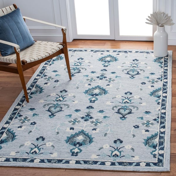 Metro Blue/Ivory Doormat 3 ft. x 5 ft. Border Medallion Area Rug