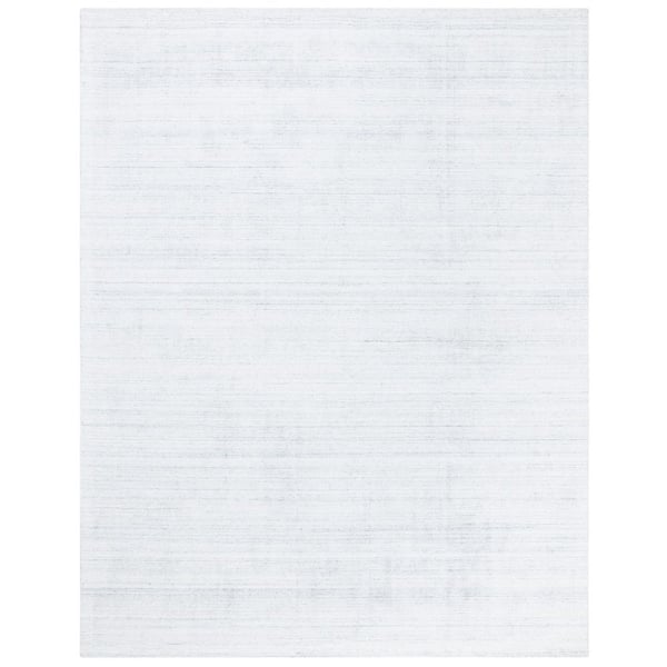Mirage 8 ft. x 10 ft. Ivory/Silver Distressed Striped Solid Color Area Rug