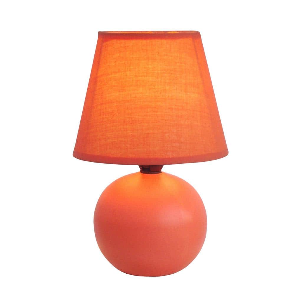 Mini Orange Ceramic Globe Table Lamp with Fabric Shade