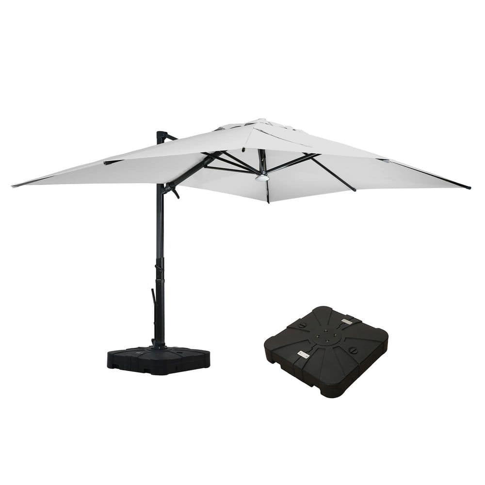 10 ft. x 13 ft. Aluminum Cantilever Patio Umbrella with LED Light, Bluetooth Speaker and Wheeled Base in Gray price history on PriceWatchPro
