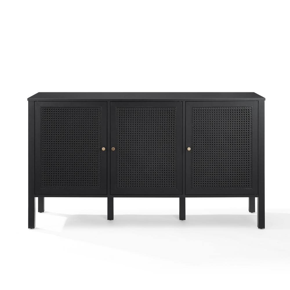 Perry Black Matte MDF Sideboard with Poly-Rattan Mesh Doors