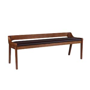 Rasmus Chestnut Wire-Brush Wood Dining Bench with Cushion 22 in. H x 59.5 in. W x 19 in. D